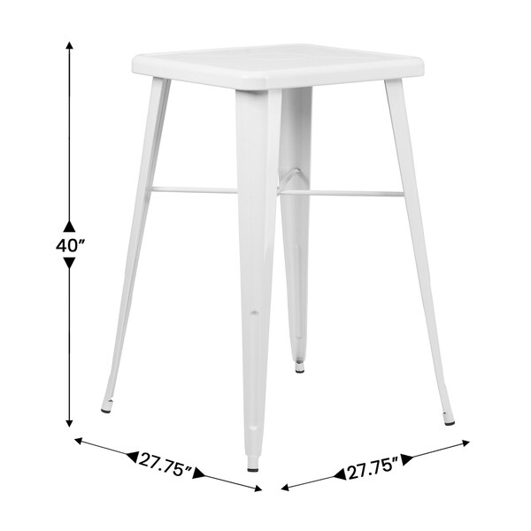 Flash Furniture Square 27.75" L, 27.75" W, 40" H, Metal Top, White - CH-31330-WH-GG