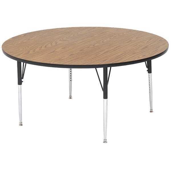 Correll Round Adjustable Height Activity Kids School Table, 48" L, 48" W, 19" to 29" H, Medium Oak - A48-RND-06