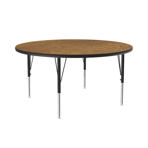 Correll Round Adjustable Height Activity Kids School Table, 48" L, 48" W, 19" to 29" H, Medium Oak - A48-RND-06