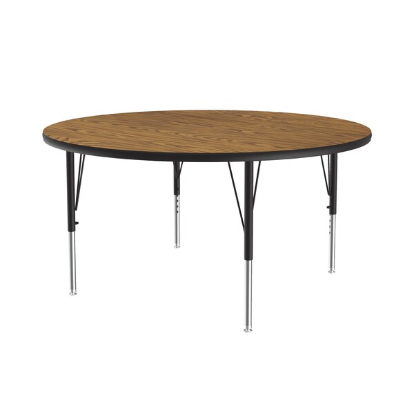 Correll Round Adjustable Height Activity Kids School Table, 48" L, 48" W, 19" to 29" H, Medium Oak - A48-RND-06
