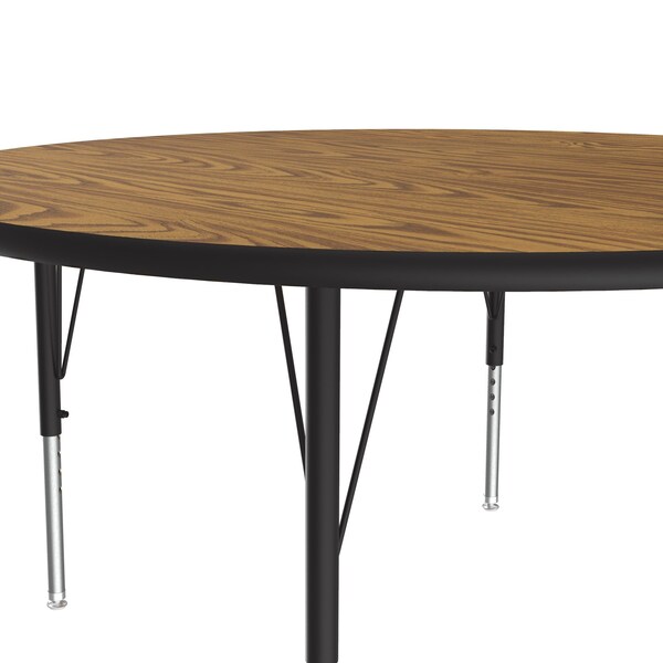 Correll Round Adjustable Height Activity Kids School Table, 48" L, 48" W, 19" to 29" H, Medium Oak - A48-RND-06