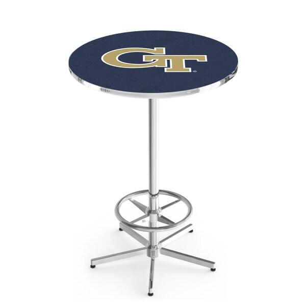 Holland Bar Stool Co 42" Chrome Georgia Tech Pub Table, 36" dia. Top - L216C4236GATECH