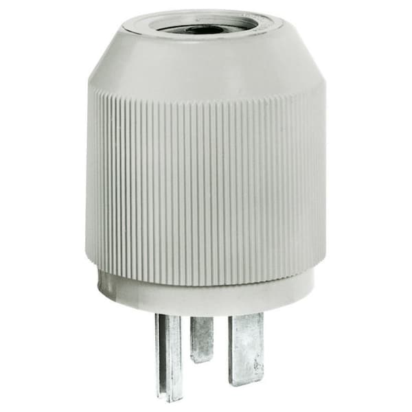 Bryant Straight Blade Devices, Male Plug, HD, Straight, 50A 250V, 2-Pole 3-Wire Grounding, 6-50P, Gray - 9650NP