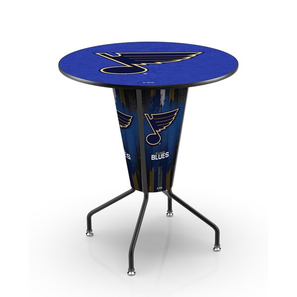 Holland Bar Stool Co Lighted 42" Black St Louis Blues Pub Table - L218B42STLBLU36RSTLBLU