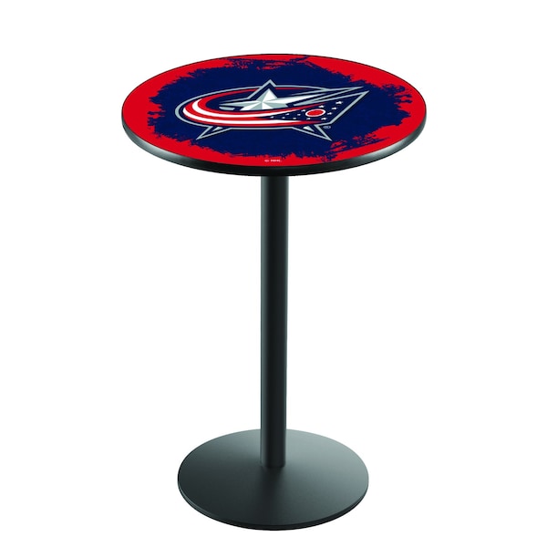 Holland Bar Stool Co 42" Blk Wrinkle Columbus Blue Jackets Pub Table - L214B4228COLBLU