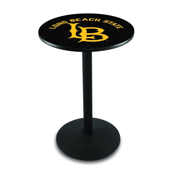 Holland Bar Stool Co 36" Blk Wrinkle Long Beach State University Pub Table, 36" dia. Top - L214B3636LBSTUN
