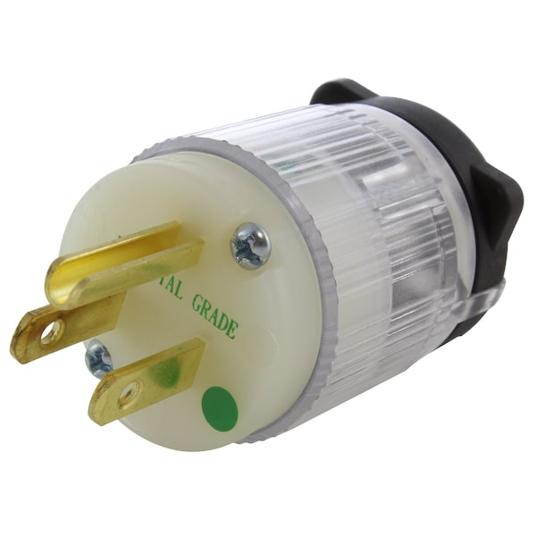Ac Works NEMA 5-15P 15A 125V Medical/Hospital Grade Plug with UL, C-UL Approval in Clear - ASMD515P-CL