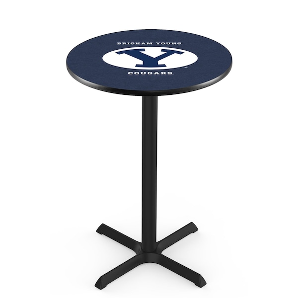 Holland Bar Stool Co 36" Blk Wrinkle Brigham Young Pub Table, 36" dia. Top - L211B3636BRIGYN