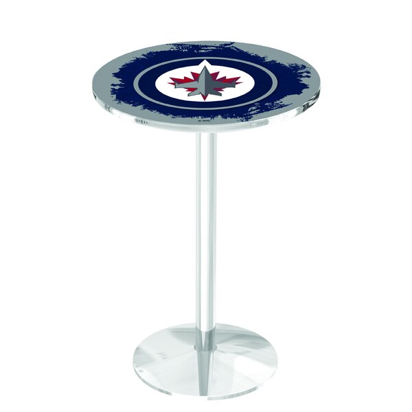 Holland Bar Stool Co 36" Chrome Winnipeg Jets Pub Table - L214C3628WINJET