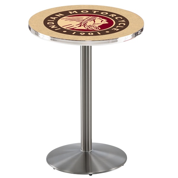 Holland Bar Stool Co 36" Stainless Steel Indian Motorcycle Pub Table - L214S3628INDN-HD