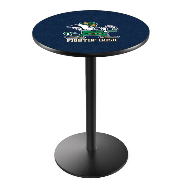 Holland Bar Stool Co 36" Blk Wrinkle Notre Dame Leprechaun Pub Table - L214B3628ND-LEP
