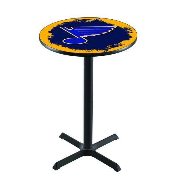 Holland Bar Stool Co 36" Blk Wrinkle St Louis Blues Pub Table - L211B3628STLBLU