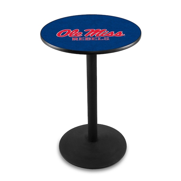 Holland Bar Stool Co 42" Blk Wrinkle Ole' Miss Pub Table, 36" dia. Top - L214B4236MSSPPU
