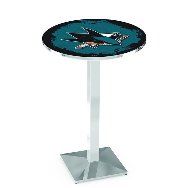 Holland Bar Stool Co 42" Chrome San Jose Sharks Pub Table - L217C4228SJSHAR