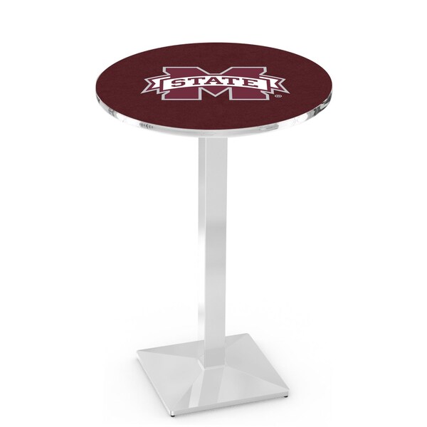 Holland Bar Stool Co 36" Chrome Mississippi State Pub Table, 36" dia. Top - L217C3636MSSSTU
