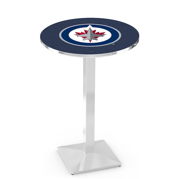 Holland Bar Stool Co 42" Chrome Winnipeg Jets Pub Table, 36" dia. Top - L217C4236WINJET