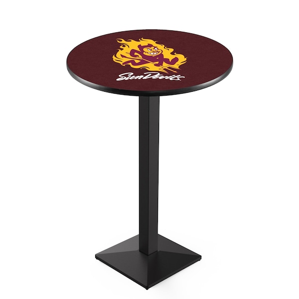 Holland Bar Stool Co 36" Blk Wrinkle Arizona State Pub Table, Sparky Logo, 36" dia. Top - L217B3636ARIZST-S