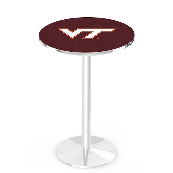 Holland Bar Stool Co 42" Chrome Virginia Tech Pub Table, 36" dia. Top - L214C4236VATECH