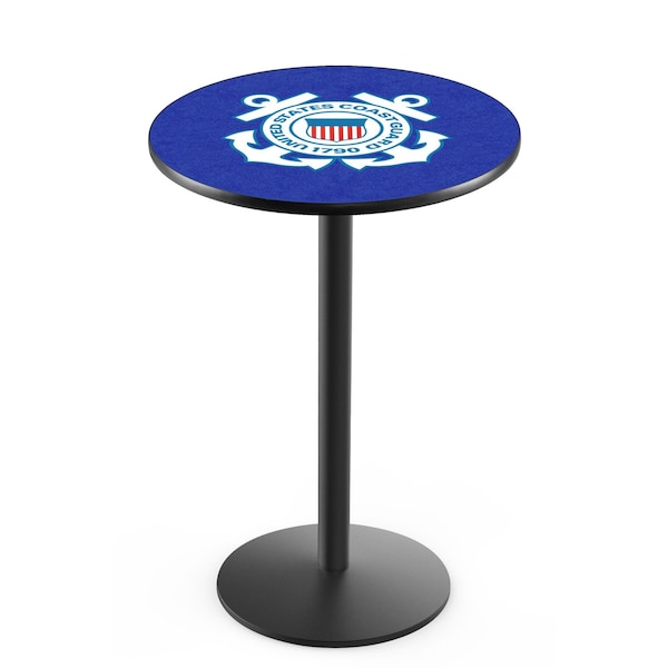 Holland Bar Stool Co 36" Blk Wrinkle U.S. Coast Guard Pub Table, 36" dia. Top - L214B3636CSTGRD