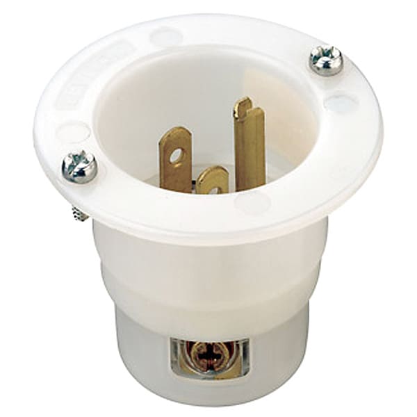 Leviton Receptacle, 15 A Amps, 125VAC, Inlet Outlet, 5-15P, White - 5278-C