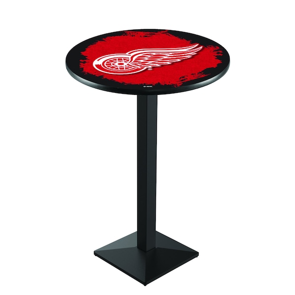 Holland Bar Stool Co 36" Blk Wrinkle Detroit Red Wings Pub Table - L217B3628DETRED