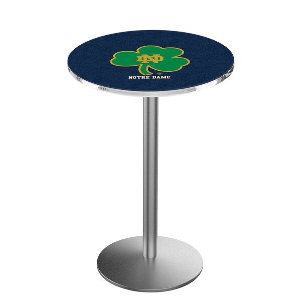 Holland Bar Stool Co 36" Stainless Steel Notre Dame Shamrock Pub Table, 36" dia. Top - L214S3636ND-SHM