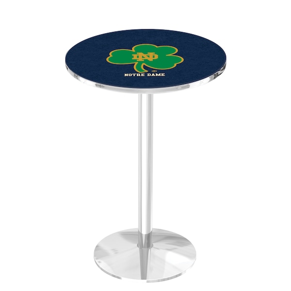 Holland Bar Stool Co 36" Chrome Notre Dame Shamrock Pub Table - L214C3628ND-SHM