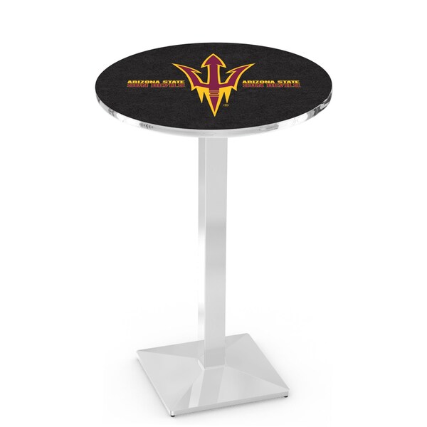 Holland Bar Stool Co 42" Chrome Arizona State Pub Table, Pitchfork - L217C4228ARIZST-F