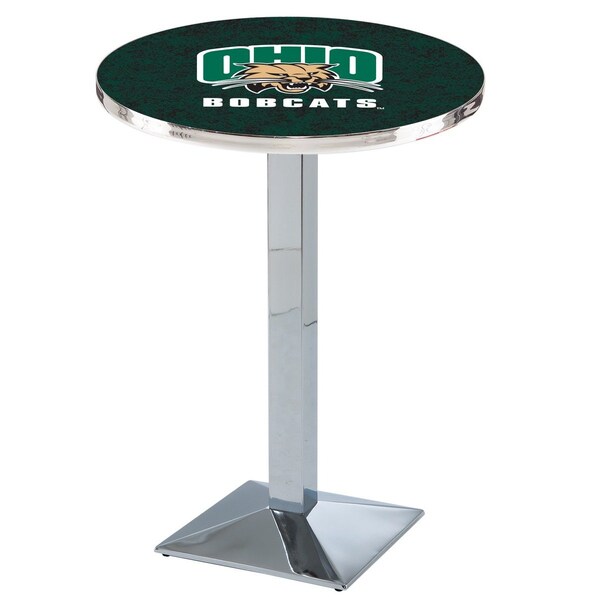 Holland Bar Stool Co 36" Chrome Ohio University Pub Table, 36" dia. Top - L217C3636UNIVOH