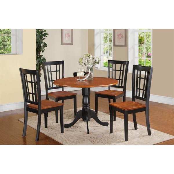 East West Furniture 3 Piece Small Kitchen Table Set-Kitchen Table and 2 Dinette Chairs - DLNI3-BCH-W