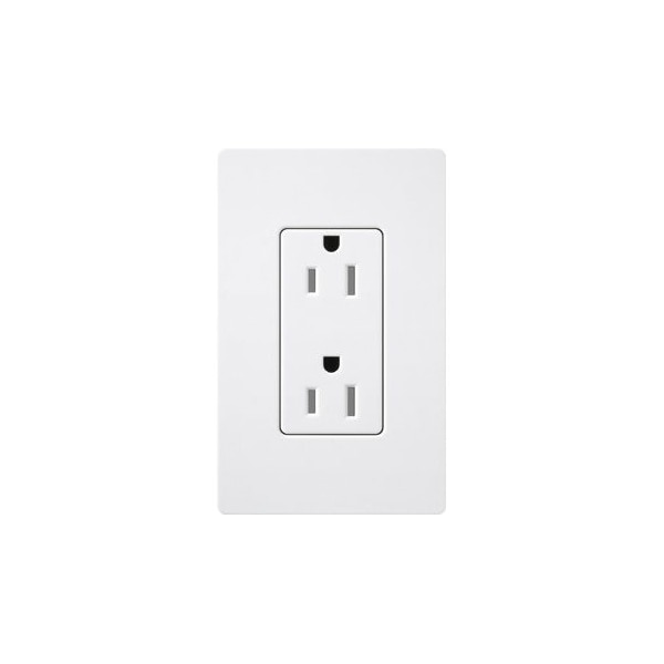 Lutron Receptacles, Tamper-Resistant, White - CARS-15-TR-WH