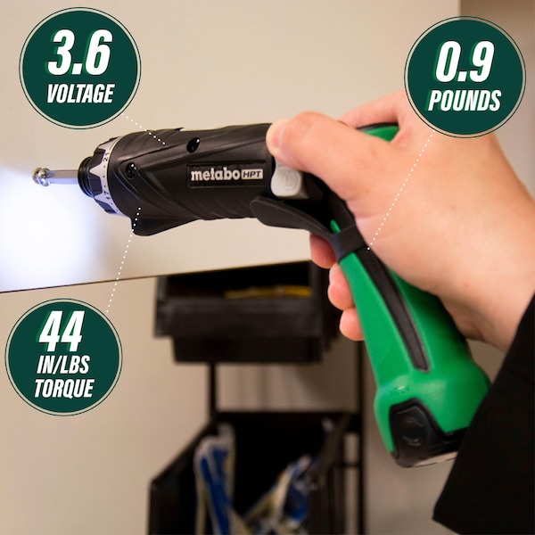 Metabo Hpt 3.6V Cordless 1/4in Hex Drive Screwdriver Li-Ion 2 x 1.5 Ah - DB3DL2M