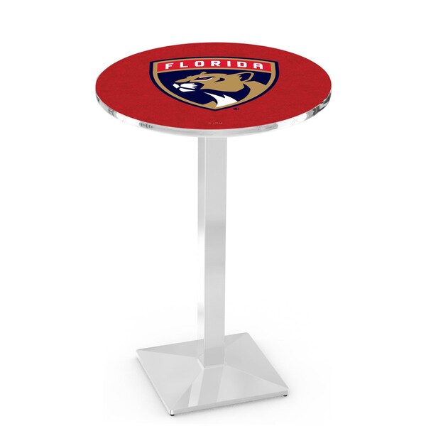 Holland Bar Stool Co 42" Chrome Florida Panthers Pub Table, 36" dia. Top - L217C4236FLAPAN