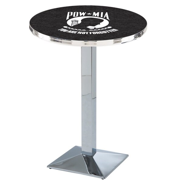 Holland Bar Stool Co 36" Chrome POW/MIA Pub Table, 36" dia. Top - L217C3636POWMIA