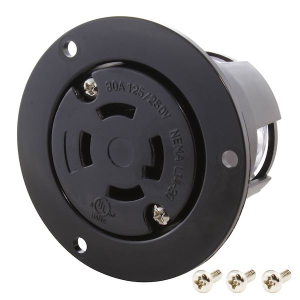 Ac Works 30A 125/250V L14-30R Flanged Outlet UL and C-UL Listed - ASOUL1430R