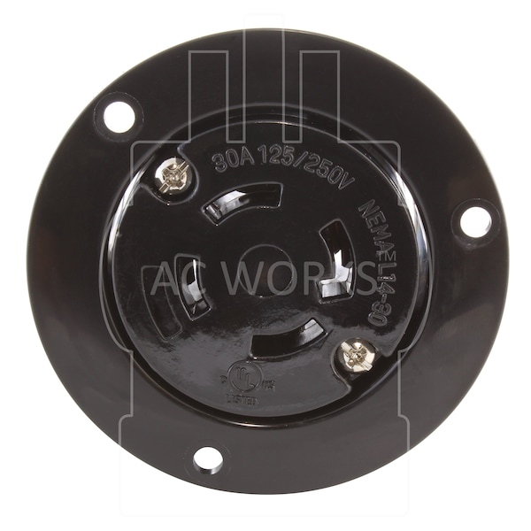 Ac Works 30A 125/250V L14-30R Flanged Outlet UL and C-UL Listed - ASOUL1430R