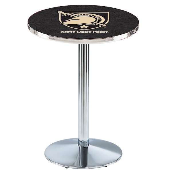 Holland Bar Stool Co 36" Chrome US Military Academy ARMY Pub Table - L214C3628USMILA