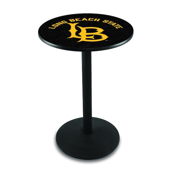 Holland Bar Stool Co 42" Blk Wrinkle Long Beach State University Pub Table, 36" dia. Top - L214B4236LBSTUN