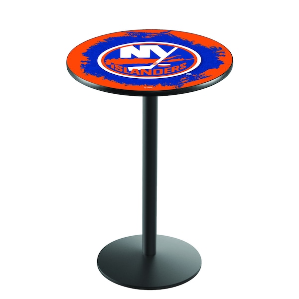 Holland Bar Stool Co 36" Blk Wrinkle New York Islanders Pub Table - L214B3628NYISLN