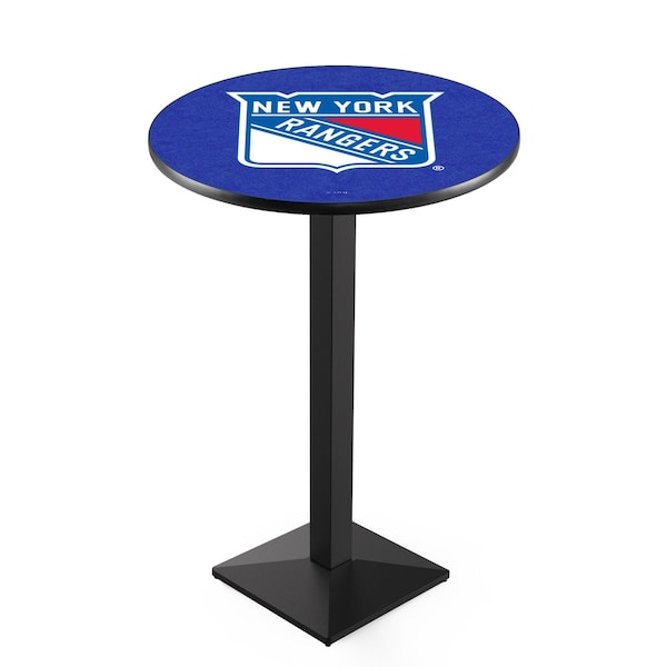Holland Bar Stool Co 36" Blk Wrinkle New York Rangers Pub Table, 36" dia. Top - L217B3636NYRANG