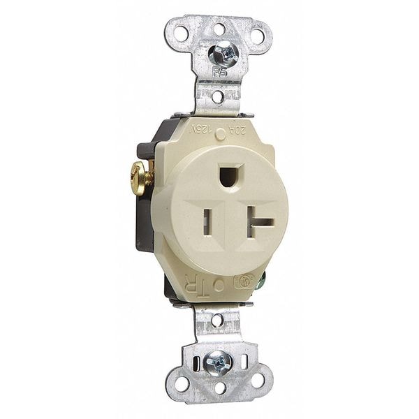 Legrand Receptacle, 20 A Amps, 125V AC, Flush Mount, Single Outlet, 5-20R, Ivory - TR5351I