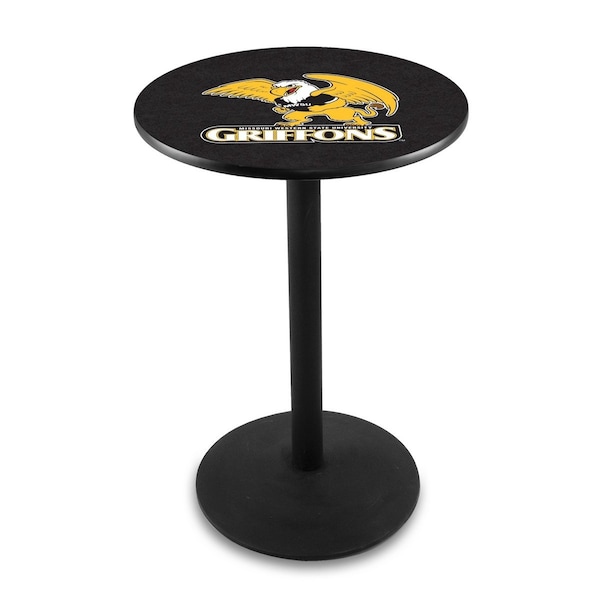 Holland Bar Stool Co 42" Blk Wrinkle Missouri Western State Pub Table, 36" dia. Top - L214B4236MOWST