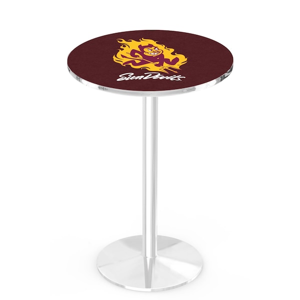 Holland Bar Stool Co 42" Chrome Arizona State Pub Table, Sparky Logo, 36" dia. Top - L214C4236ARIZST-S