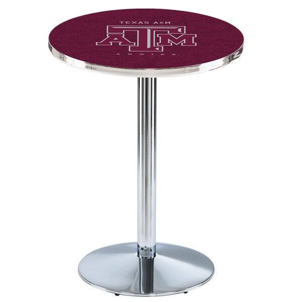Holland Bar Stool Co 36" Chrome Texas A&M Pub Table, 36" dia. Top - L214C3636TEXA-M
