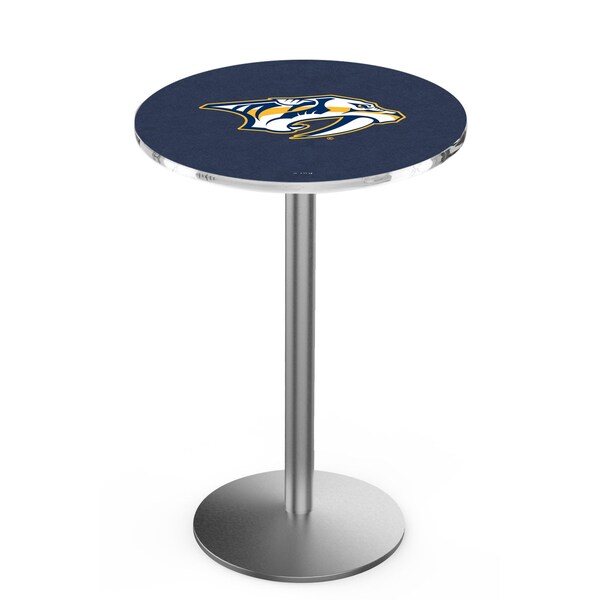 Holland Bar Stool Co 42" Stainless Steel Nashville Predators Pub Table, 36" dia. Top - L214S4236NSHPRE