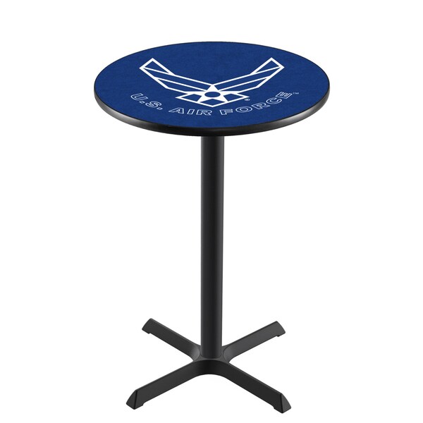 Holland Bar Stool Co 36" Blk Wrinkle U.S. Air Force Pub Table - L211B3628AIRFOR