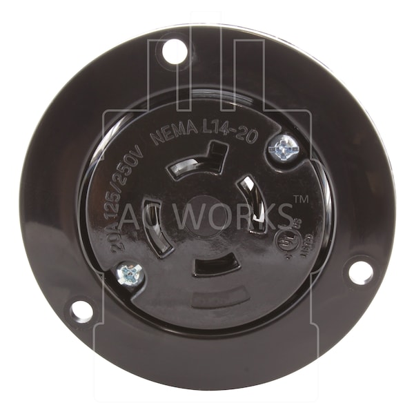 Ac Works 20A 125/250V L14-20R Flanged Outlet UL and C-UL Listed - ASOUL1420R