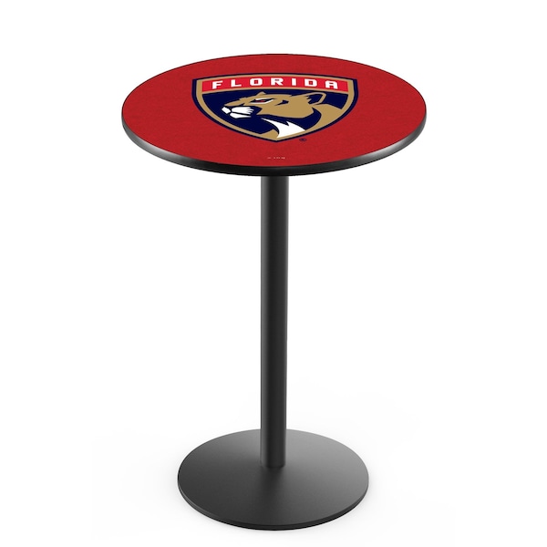Holland Bar Stool Co 42" Blk Wrinkle Florida Panthers Pub Table, 36" dia. Top - L214B4236FLAPAN