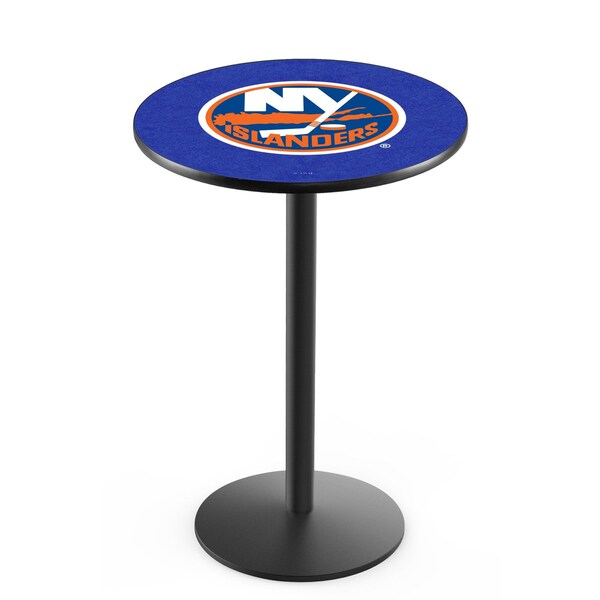 Holland Bar Stool Co 36" Blk Wrinkle New York Islanders Pub Table, 36" dia. Top - L214B3636NYISLN