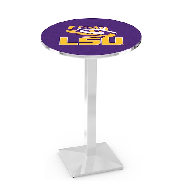 Holland Bar Stool Co 42" Chrome Louisiana State Pub Table, 36" dia. Top - L217C4236LASTUN